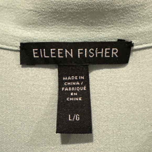 Eileen Fisher Green Silk Blouse Size Large - Picture 5 of 6